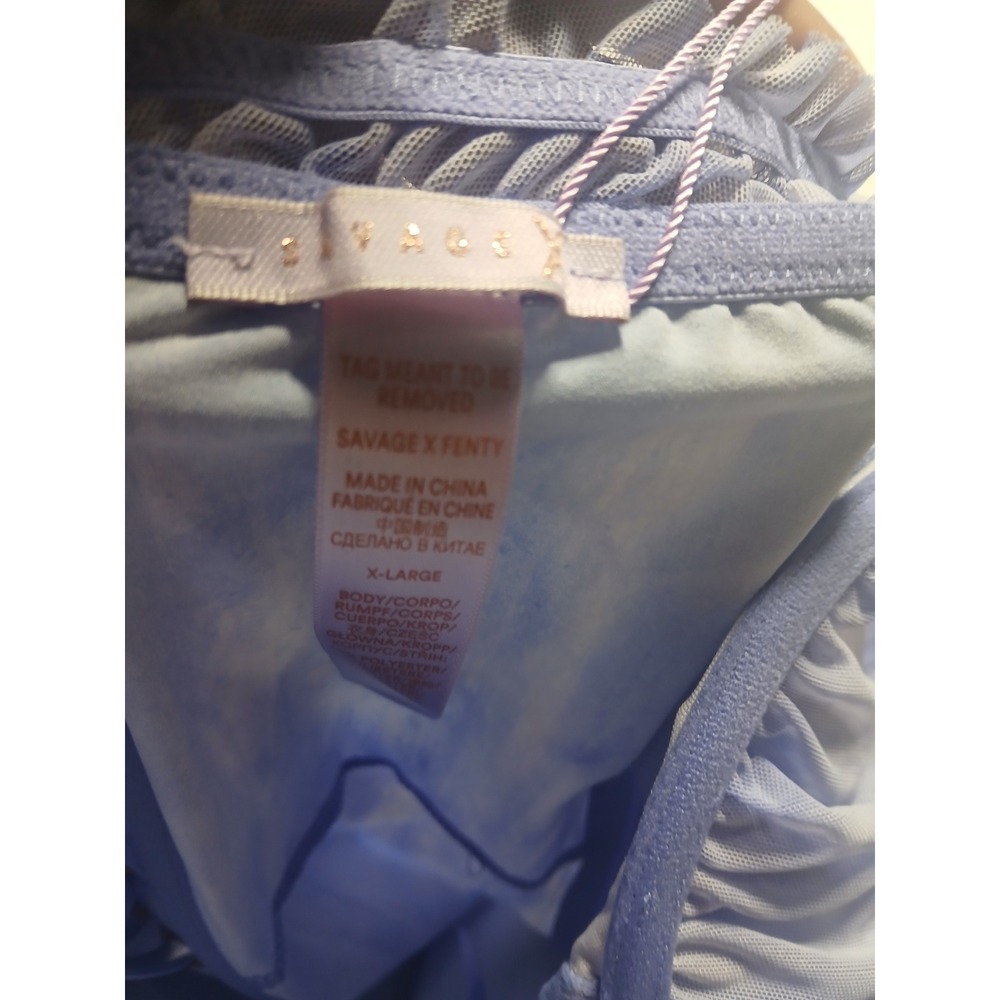 Savage X Fenty Blue Marble Lace Up Corset Mini Dress Sheer Mesh XL - Picture 8 of 13